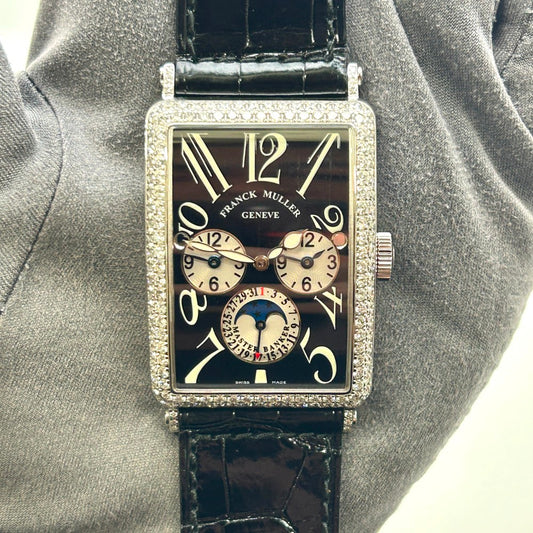 Franck Muller Long Island Master Banker 1250 MB L DT D – White Gold, Black Strap