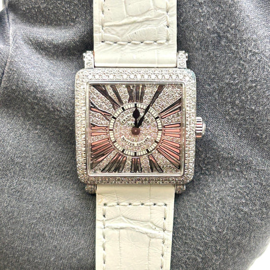 Franck Muller Master Square Relief 6002 S QZ R D CD – White Gold, White Strap
