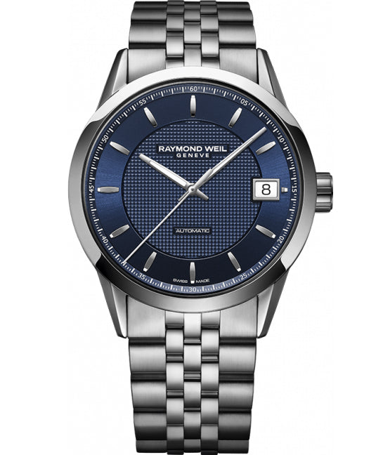 Raymond Weil Freelancer automatic 42mm SS grande date function blue dial bracelet 2740-ST-50021