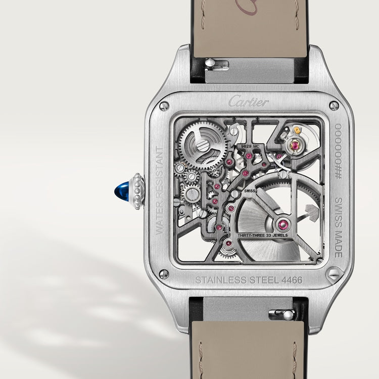 Cartier Santos-Dumont skeleton watch equipped with a micro-rotor WHSA0044