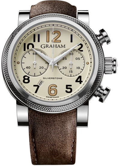 Graham Silverstone Vintage 30 Automatic Chrono Stainless Steel Ivory Dial On Strap Men's Watch 2BLFS.W06A