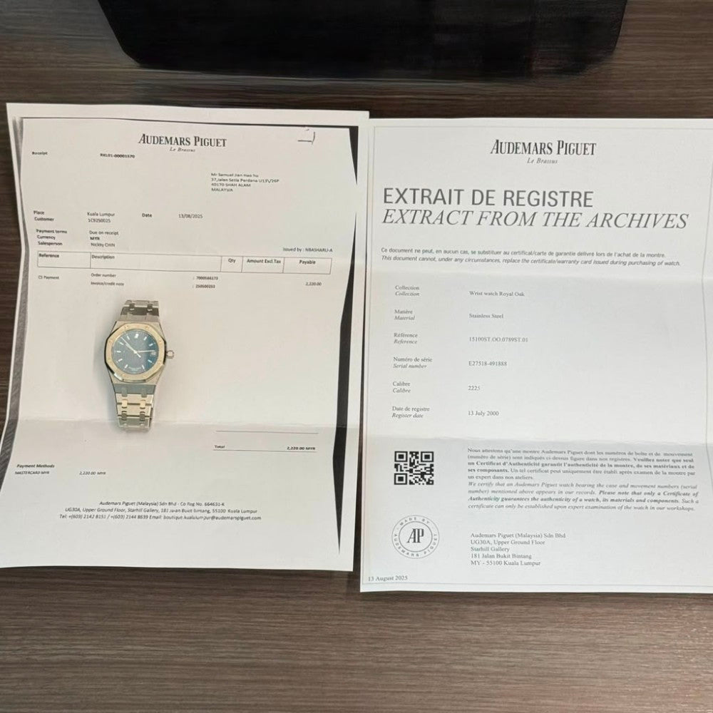 Pre-Owned Audemars Piguet Royal Oak "time Of The Trees Foundation" 15100ST.OO.0789ST.01