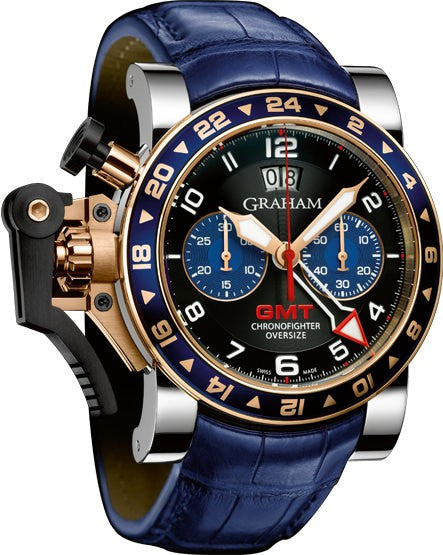 Graham Chronofighter Oversize GMT Blue Steel And Gold