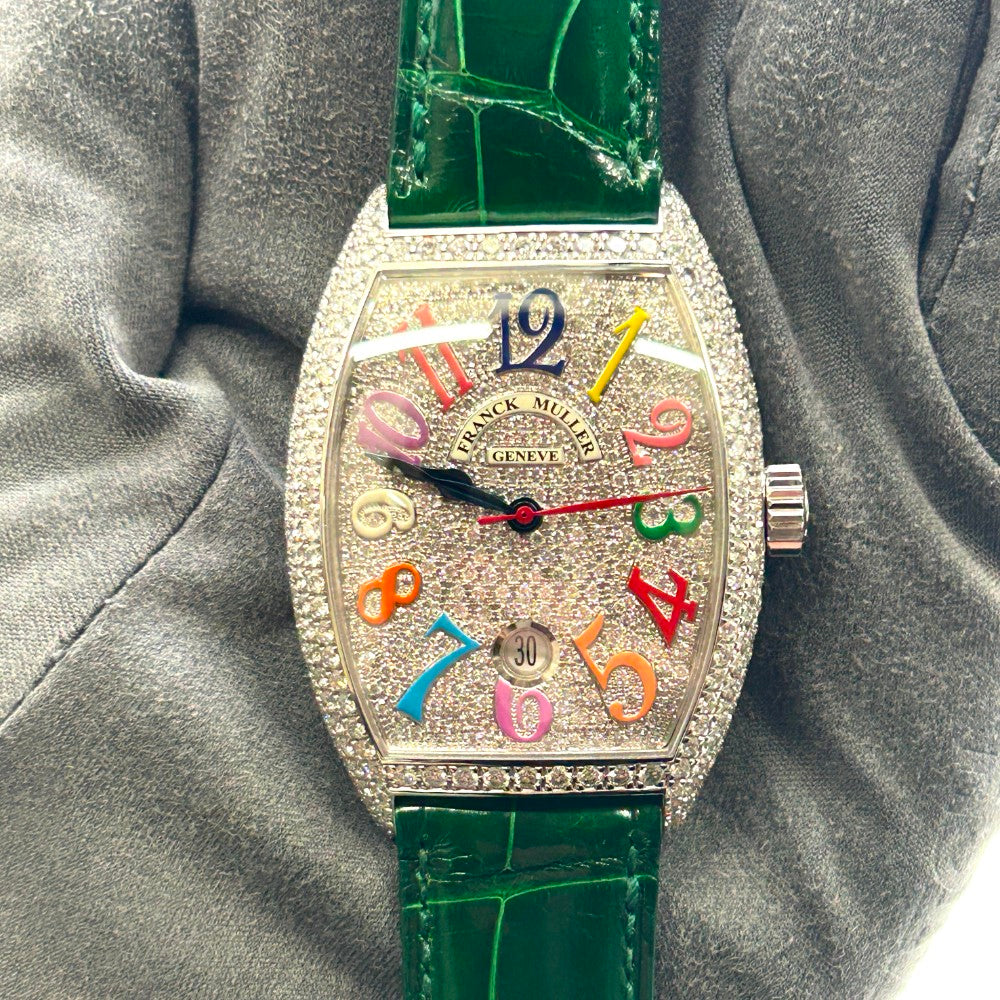 Franck Muller Cintree Curvex Color Dreams 7880 SC DT D6 CD – White Gold, Green Strap