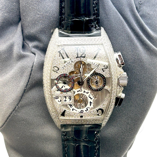 Franck Muller Cintree Curvex Grande Date 8083 CC GD FO D CD – Stainless Steel, Black Strap