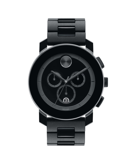 Movado Men's Bold Chronograph 43.5mm Black PVD On Bracelet 3600048