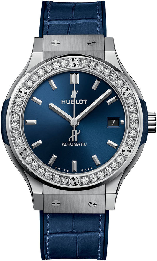 Classic Fusion Titanium Blue Diamonds 38mm