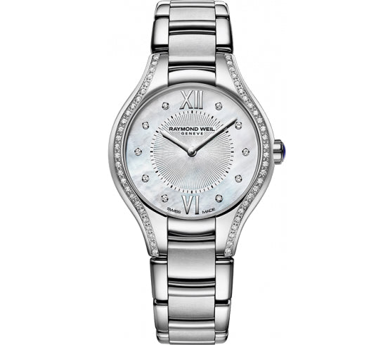 Raymond Weil Noemia quartz 27mm SS mother of pearl diamond dial and diamond bezel bracelet 5127-STS-00985