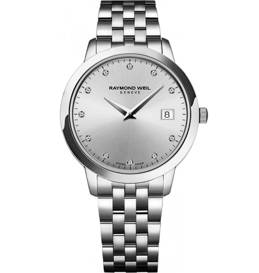 Raymond Weil Toccata quartz 34mm SS silver diamond dial bracelet 5388-ST-65081