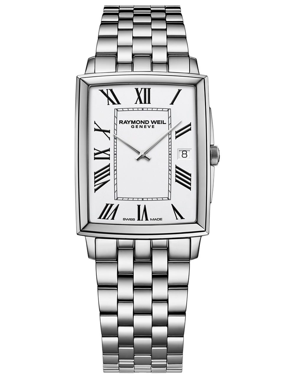 Toccata Men's Rectangular White Dial Bracelet Watch, 37 x 29mm