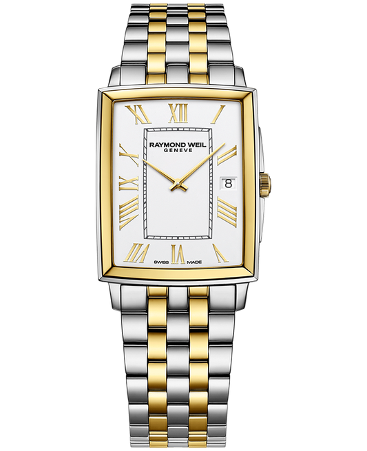 Toccata Men's Rectangular White Dial Two-Tone Bracelet Watch, 37.25 x 29.60mm