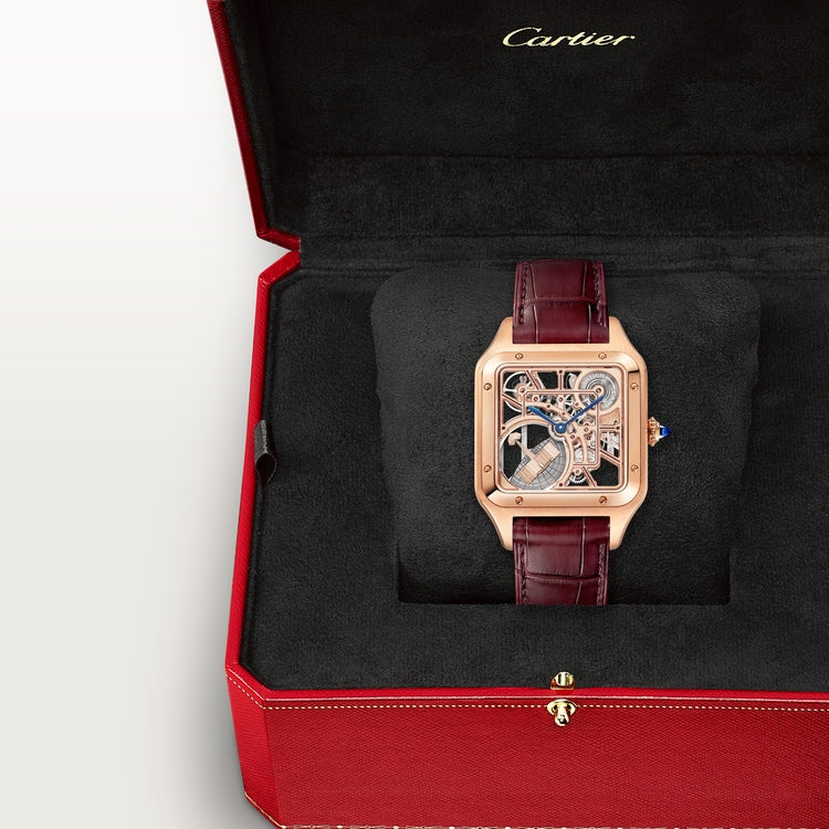 Cartier Santos-Dumont skeleton watch equipped with a micro-rotor WHSA0030