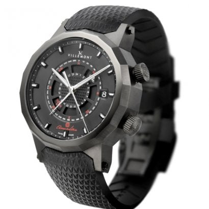 Villemont Solar Navigator Automatic PVD Black Dial On Rubber Strap 1001.001