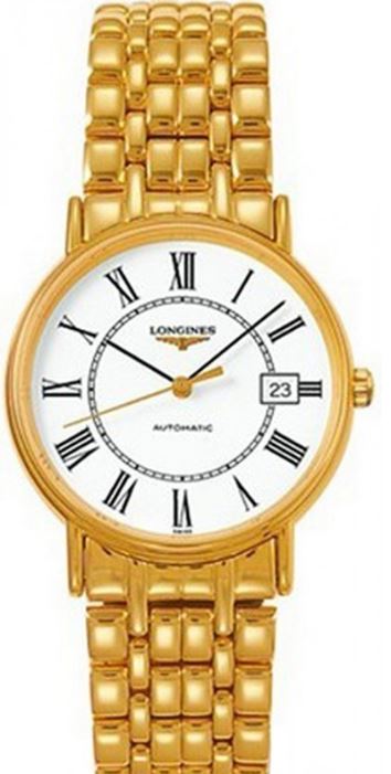 Longines Presence 34mm Yellow Gold Plated Automatic Unisex Watch L4.821.2.11.8