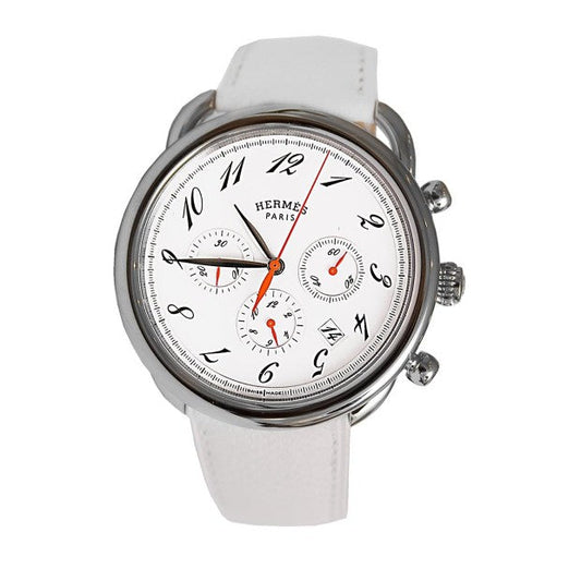 Hermes Arceau Automatic Chronograph Stainless Steel White Unisex Watch AR4910131U-1-BC