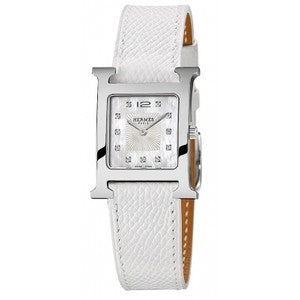 Hermes H Hour Grande Quartz Stainless Steel MOP Diamond Dial Unisex Watch HH1810283U-BC