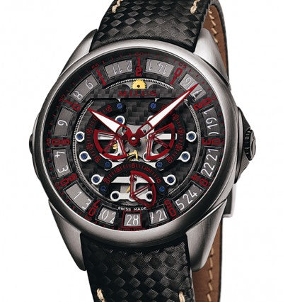 Milus Tirion Tri Retrograde Automatic Titanium Black Red Men's Watch TIRI701