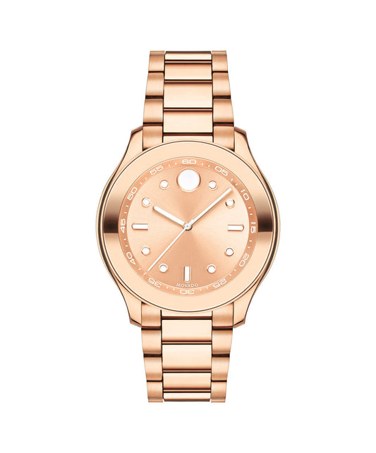 Movado Unisex Midsize Bold Sport 38mm Rose Gold Plated Rose Gold Dial On Bracelet 3600417