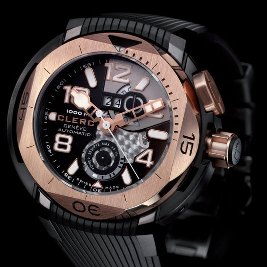 Clerc Hydroscaph Rose Gold Black PVD Men's Watch HY-PR-312B