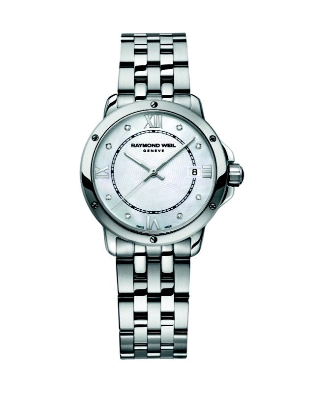 Raymond Weil Tango 28mm Quartz Stainless Steel MOP Diamond Dial On Stainless Steel Bracelet Ladies Watch 5391-ST-00995