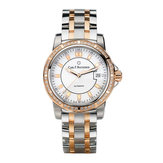 Carl F. Bucherer Patravi Auto Date Two Tone Diamonds On Bracelet Ladies Watch 00.10617.07.23.31