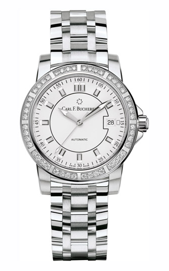 Carl F. Bucherer Patravi Auto Date Stainless Steel Diamonds On Strap Ladies Watch 00.10617.08.23.31