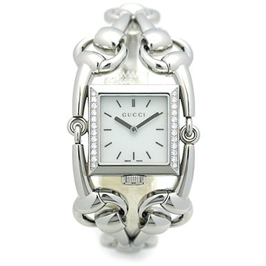 Gucci Signoria Large Stainless Steel MOP Diamond Bezel On Bracelet Ladies Watch YA116307