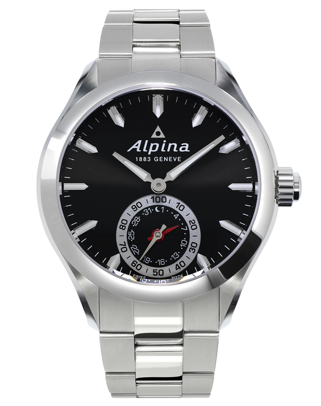 Alpina Horological Smart Watch Quartz Stainless Steel Black Dial On Bracelet Men's Watch AL-285BS5AQ6B