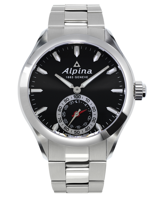 Alpina Horological Smart Watch Quartz Stainless Steel Black Dial On Bracelet Men's Watch AL-285BS5AQ6B