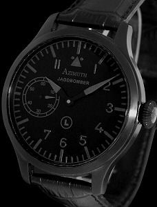 Azimuth Militare-1 Jagdbomber Manual Wind PVD Black On Strap Men's Watch JABO-PVD