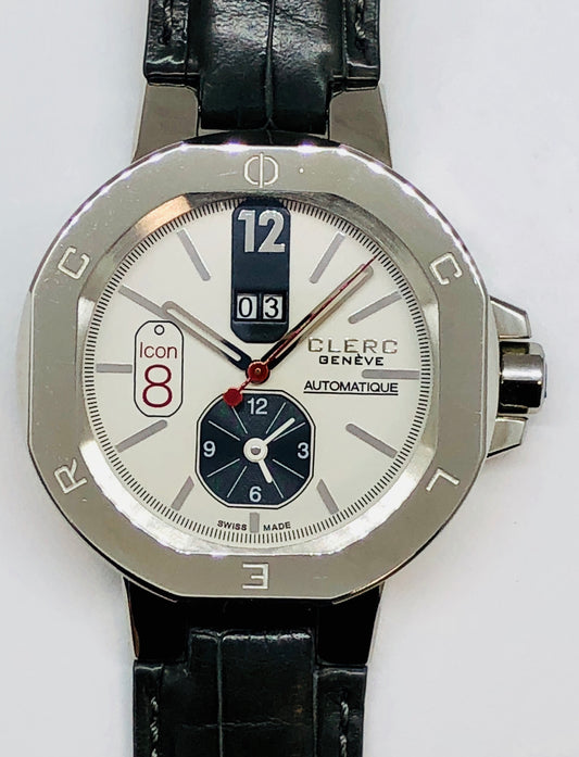 Clerc Icon 8 Dual Time Automatic Stainless Steel On Strap I8STA15 SILVER