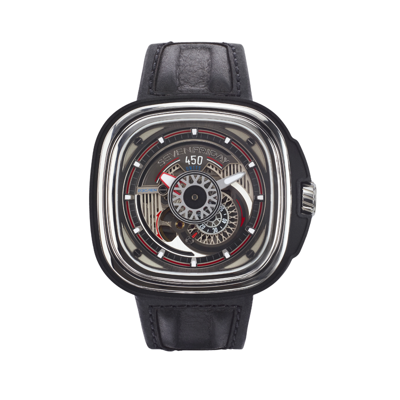 SevenFriday P Series Limited Edition Automatic Stainless Steel Black/Silver Dial On Strap Men's Watch P3/C