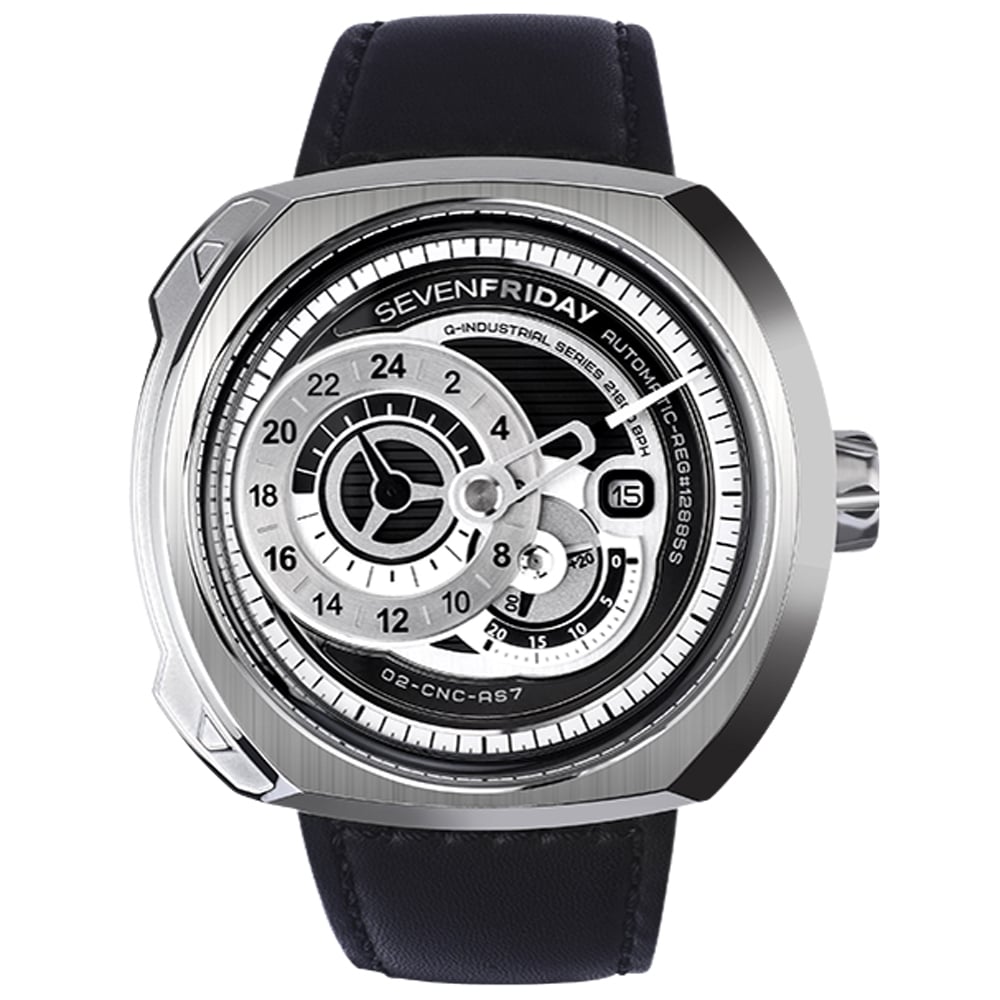 SevenFriday Q Series Automatic Stainless Steel Silver Dial On Strap Men's Watch Q1/1