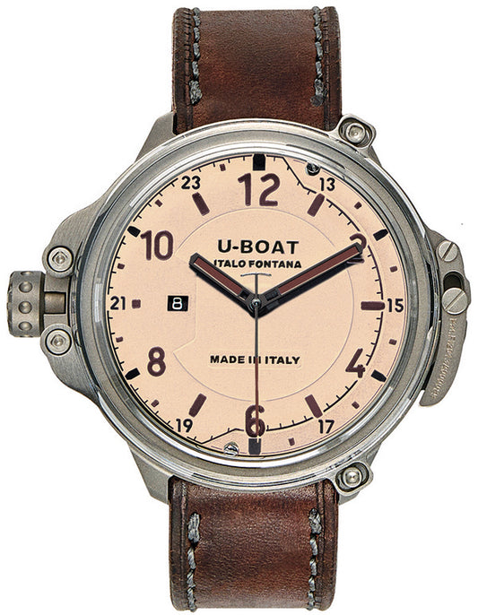 U-Boat Capsule 50 Automatic Beige/Brown On Strap Men's Watch 7470