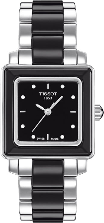 Tissot Cera Square Ladies Black Diamonds Quartz Ceramic Trend T064.310.22.056.00 Watch