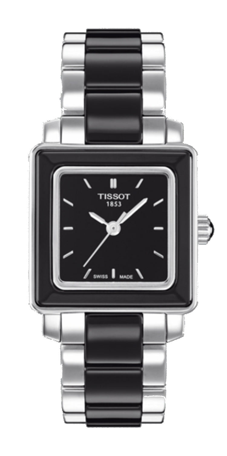 Tissot Cera Square Ladies Black Diamonds Quartz Ceramic Trend T064.310.22.051.00 Watch