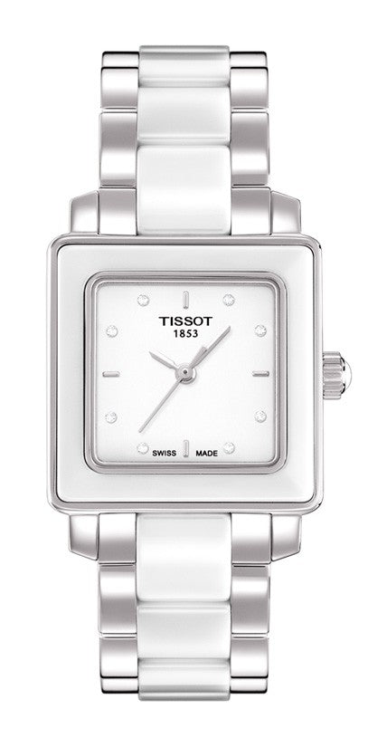 Tissot Cera Square Ladies Black Diamonds Quartz Ceramic Trend T064.310.22.016.00 Watch