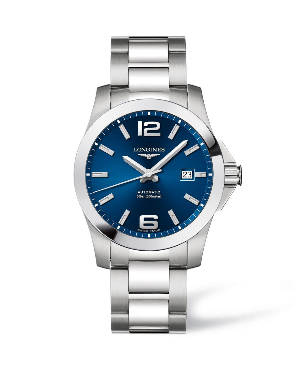 Longines Conquest 41mm Blue Dial Automatic Stainless Steel On Bracelet Men's Watch L3.777.4.99.6