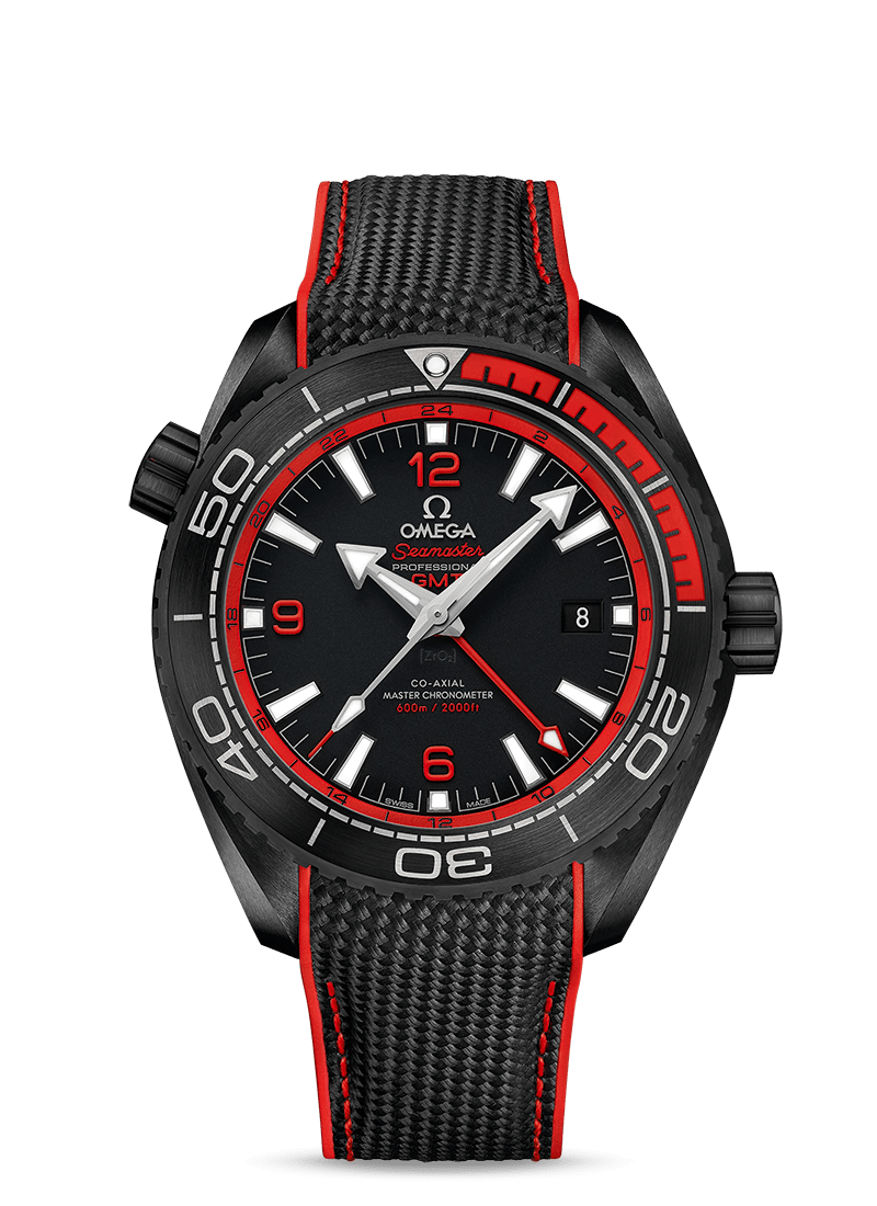 Omega Planet Ocean 600M Co‑Axial Master Chronometer GMT 45.5mm Deep Black Black Ceramic On Rubber Strap Men's Watch 215.92.46.22.01.003