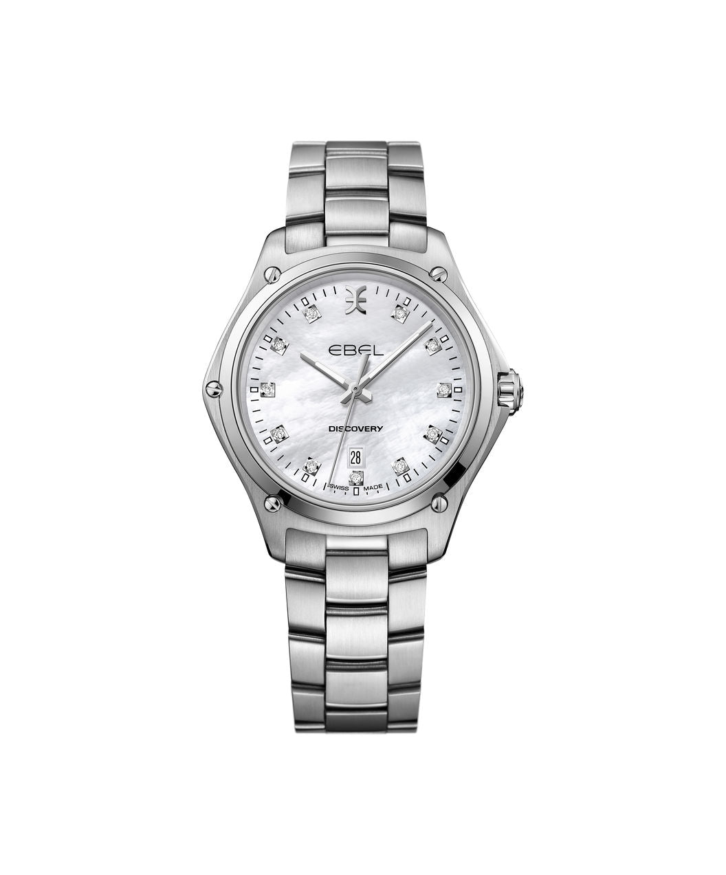 Ebel Discovery Lady 33mm Stainless Steel MOP Diamond Dial On Bracelet Ladies Watch 1216394