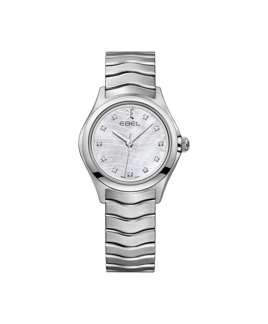 Ebel Wave Lady 30mm Stainless Steel MOP Diamond Dial On Bracelet Ladies Watch 1216267