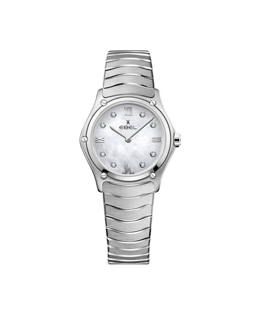 Ebel Sport Classic Mini 29mm Stainless Steel MOP Diamond Dial On Bracelet Ladies Watch 1216417A