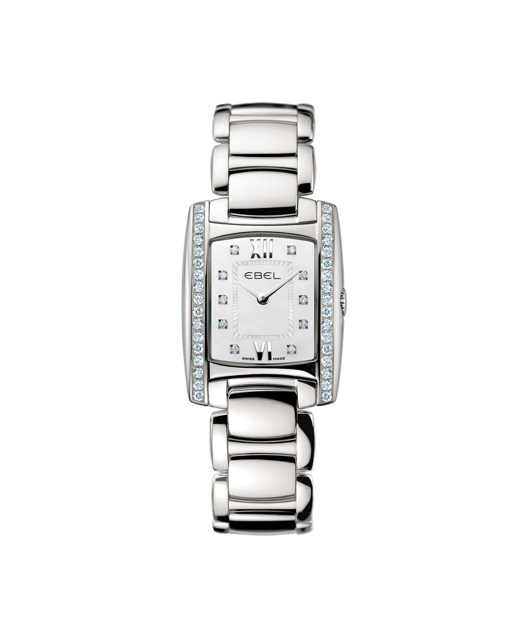 Ebel Brasilia Mini 23.7mm Stainless Steel MOP Diamond Dial Diamond Bezel On Bracelet Ladies Watch 1215607