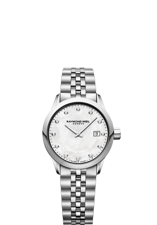 Raymond Weil Freelancer 29mm Stainless Steel MOP Diamond Dial On Bracelet Ladies Watch 5629-ST-97081