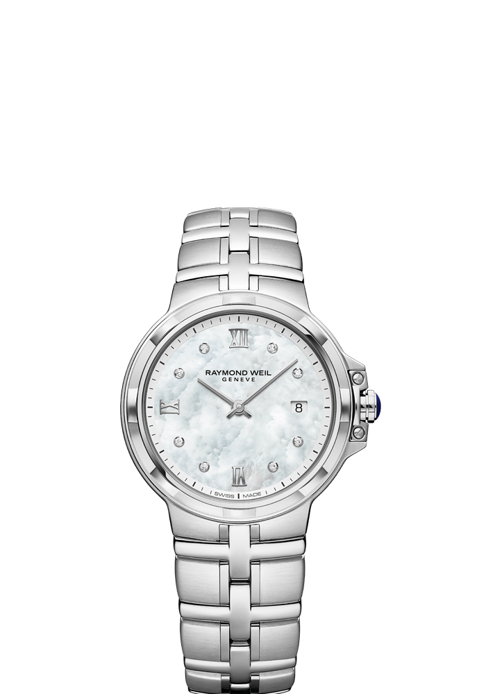 Raymond Weil Parsifal 30mm Stainless Steel MOP Diamond Dial On Bracelet Ladies Watch 5180-ST-00995