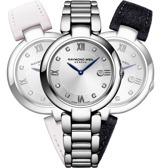 Raymond Weil Shine 32mm Stainless Steel Diamond Dial On Strap-Bracelet Ladies Watch 1600-ST-RE695