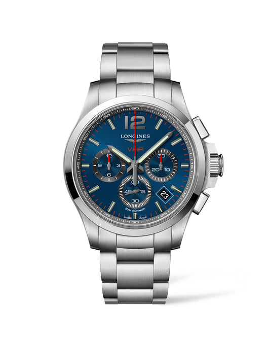 Longines Conquest V.H.P. 42mm Quartz Chronograph Stainless Steel On Bracelet Men's Watch L3.717.4.96.6