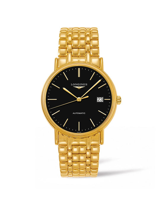 Longines Presences 38mm Automatic Yellow Gold PVD On Bracelet Men's Watch L4.921.2.52.8