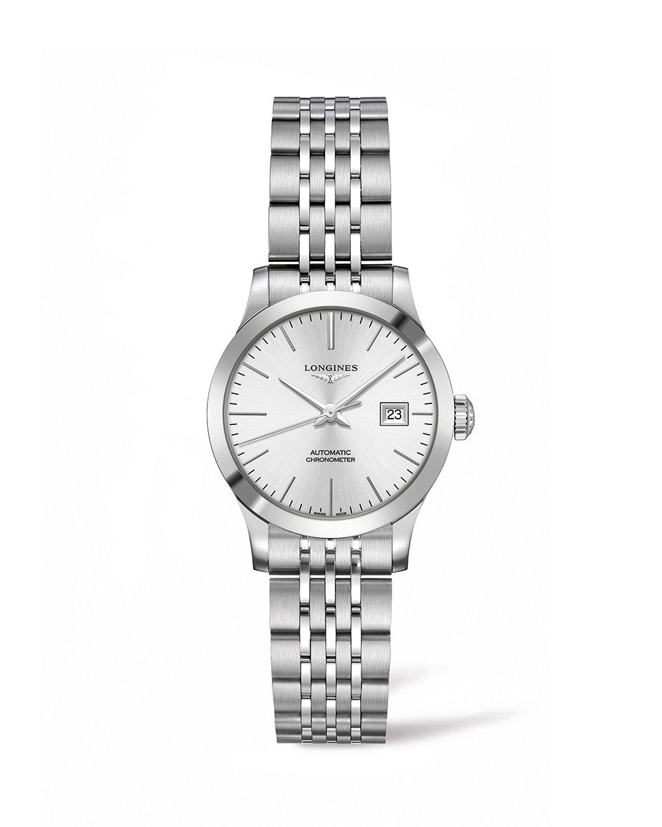 Longines Record 30mm Automatic Chronometer Stainless Steel On Bracelet Ladies Watch L2.321.4.72.6