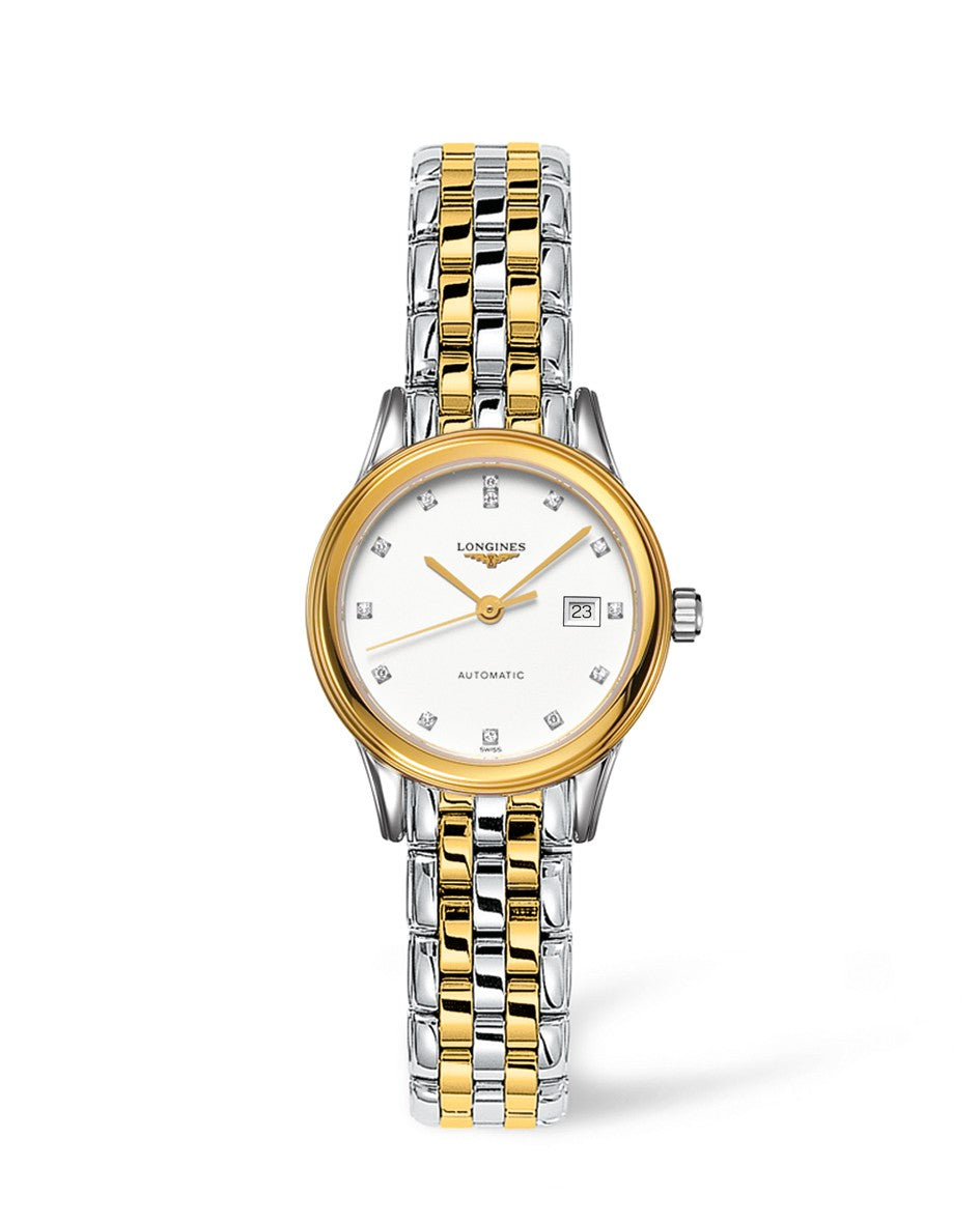 Longines Flagship 30mm Automatic Two Tone On Bracelet Ladies Watch L4.374.3.27.7